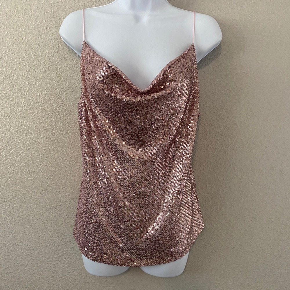 Pink Sequin Top Medium Y2K McBling 2000s Fairy Festival Club Rave Draped Girly
